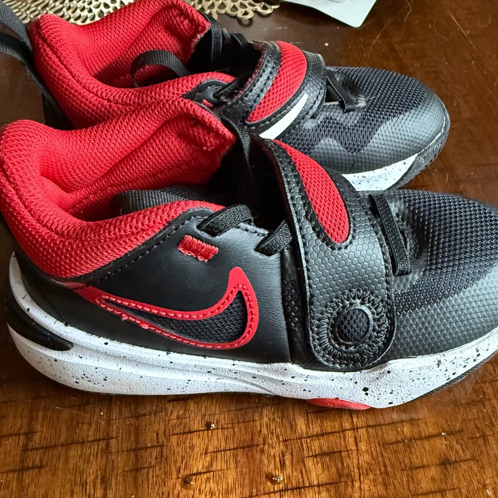 Nike Black and Red Sneakers with Mesh Upper